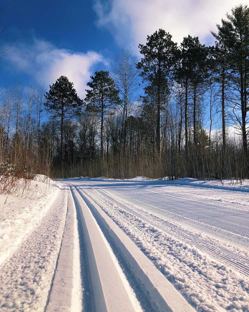 Perfect cross country ski conditions on the trail