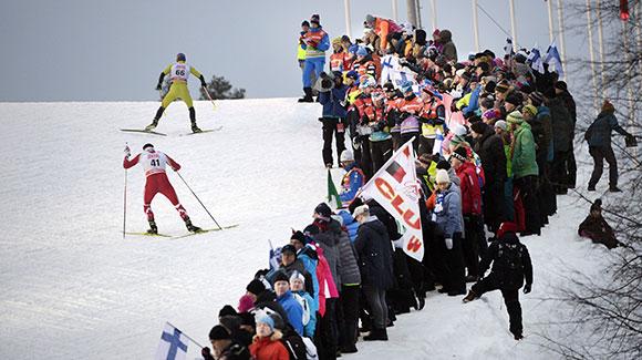 Spectators pack the trails in Finland for the race. (Getty Images-Martti Kainulainen)