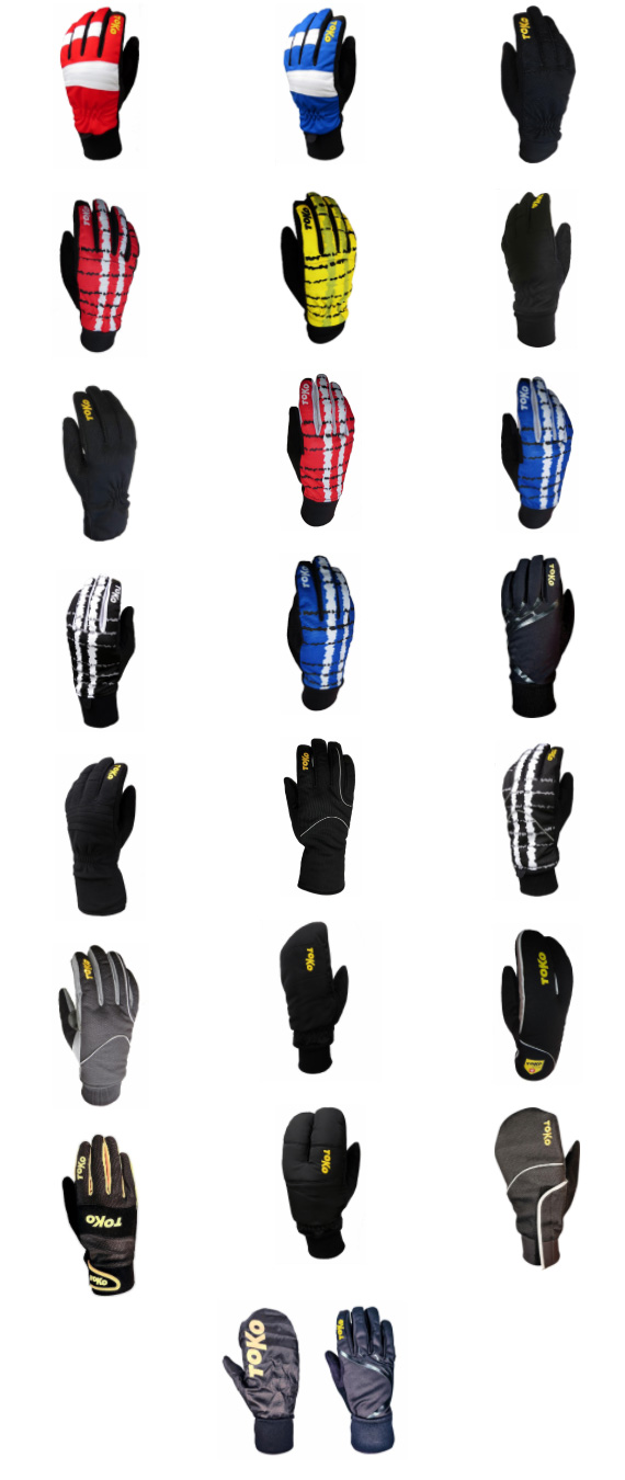 Toko winter cross country ski gloves in many colors