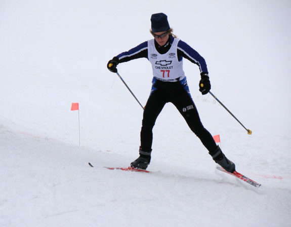 Candace Angell powers in to the finish