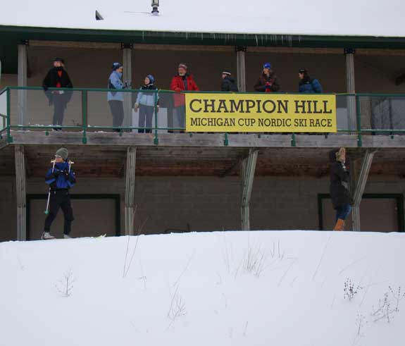 Spectators could watch the big downhill to the finish from the deck