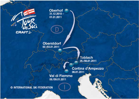 The 2010-2011 Tour de Ski map