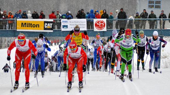 Jessie Diggins leads the women at the start of the 20k classic. (USSA/Matt Whitcomb)