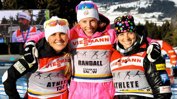 	 The U.S. women's Tour de Ski team is all smiles: Holly Brooks, Kikkan Randall and Liz Stephen.