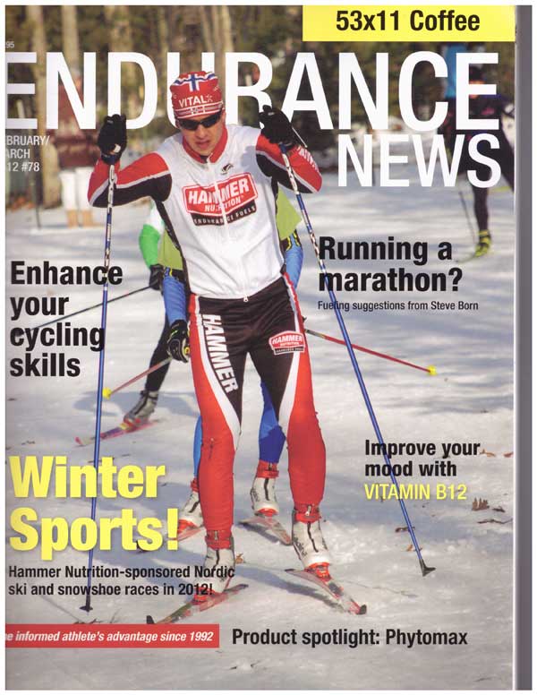 Christian Byar cross country ski racing in Hammer Nutrition racing suit