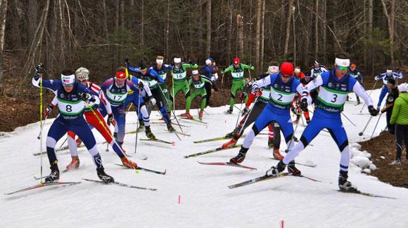 	 Big field jams onto the trail at the start as the U.S. Ski Team's Kris Freeman took a 15th career U.S. title winning the 50k mass start at Craftsbury.