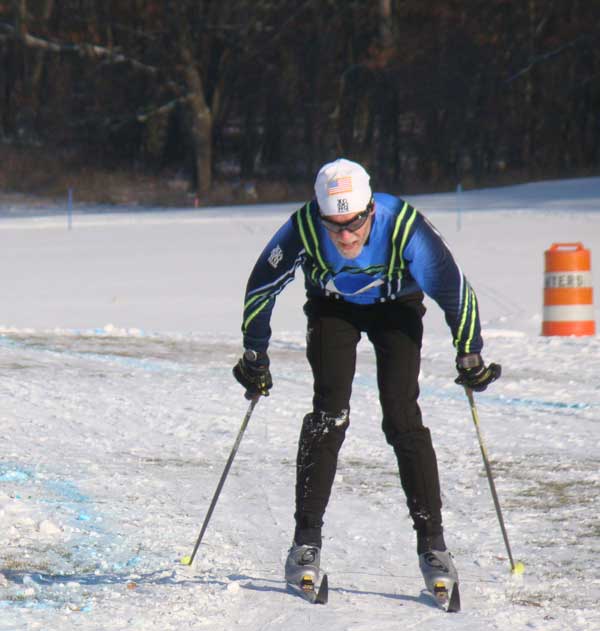 Many skiers, like Greg Merwin here, doublepoled much or even all of the course