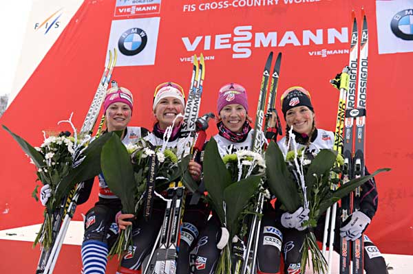 US women on the podium for the first time in the women's relay