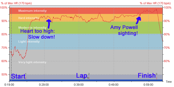 Heart rate graph for Mike Muha at Wintersonnewende cross country ski race