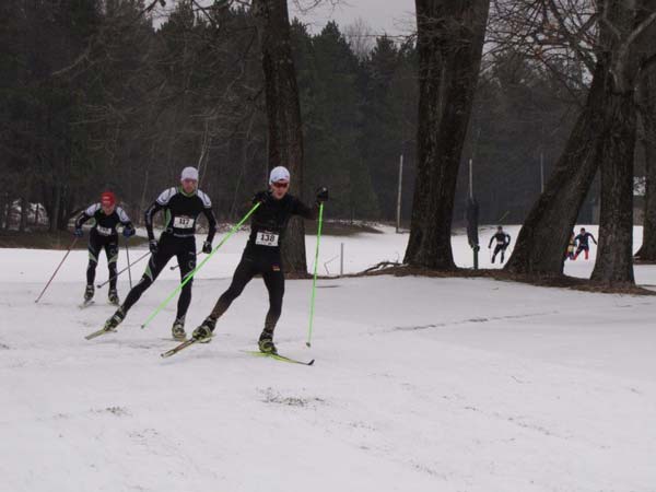 Alex Vanias, Daniel Yankus, and Milan Biac in the lead at the Wintersonnewende cross country ski race