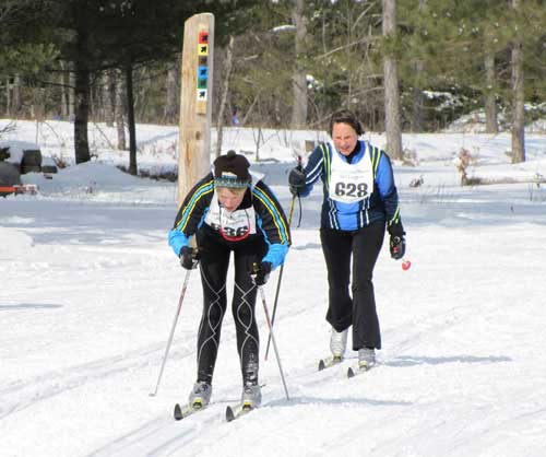 Racing to the finish of the Hanson Hills Classic cross country ski race