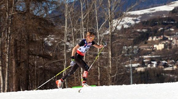 Liz Stephen (East Montpelier, VT) cruises through the warm weather to finish 16th in the 30k classic at the FIS Nordic World Ski Championships in Val di Fiemme. (U.S. Ski Team - Sarah Brunson)