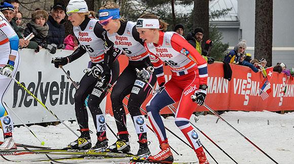 Sadie Bjornsen  teamed up with Kikkan Randall to finish fifth in the team sprint on Sunday.