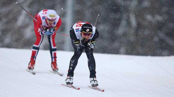 U.S. Nordic Combined Ski Team’s Taylor Fletcher posted the fastest time in his cross country anchor leg and moved up the pack to give the USA seventh in the 4x5k team event at the nordic combined World Cup season opener. Here’s Taylor at World Championships. (Getty Images/AFP/Pierre Teyssot)