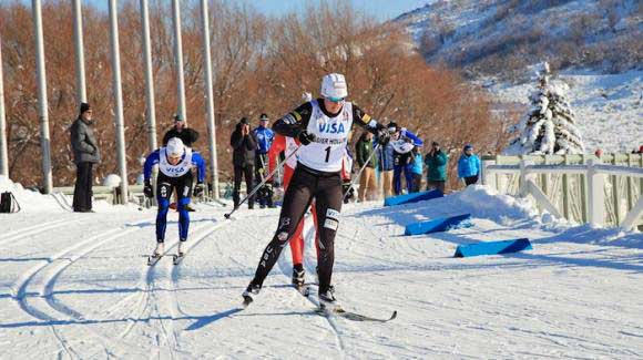Noah Hoffman and Sadie Bjornsen (seen here at 2013 U.S. Championships in Utah) both capped their respective seasons Friday with U.S. distance titles to wrap up the 2014 U.S. Cross Country Championships. (Sarah Brunson/U.S. Ski Team)