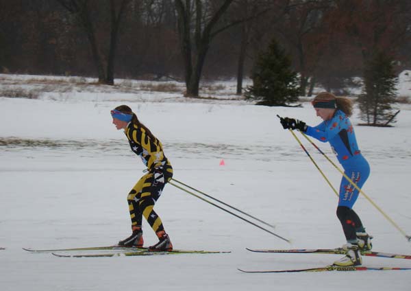 Erin Lipp and Sarah Goble finish 1-2 at the REI Frosty Freestyle XC Ski Racer