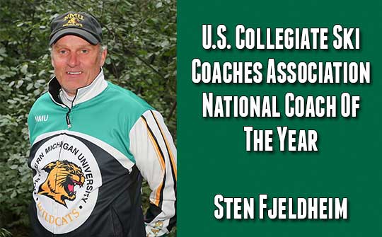 Northern Michigan University Nordic skiing coach Sten Fjeldheim has been named the United States Collegiate Ski Coaches Association National Coach of the Year