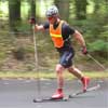 Kris Freeman rollerskis, John and Zach Caldwell provide commentary