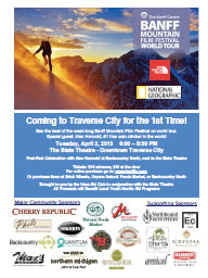 Banff Mountain Film Festival coming to Traverse City. Sponsored by the Vasa Ski Club