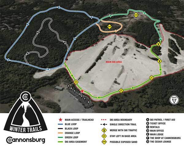 Cannonsburg new cross country ski trail map, Winter Trails