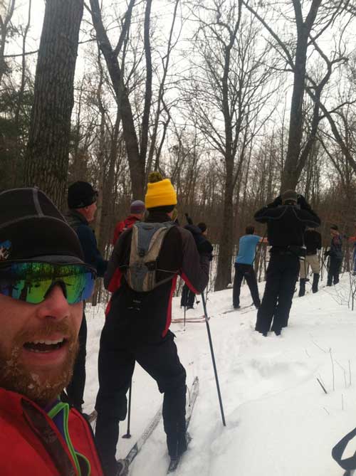 On the cross country ski trail with Stan and friends