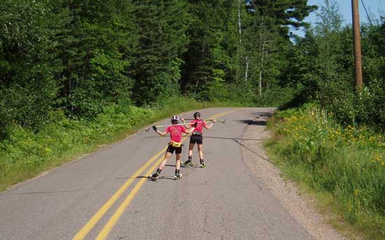 cross country ski technique drills on rollerskis