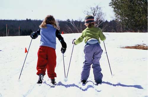 Kids cross country skiing