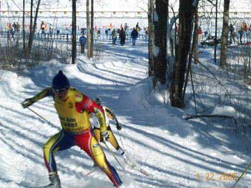 2005 SuperTour champion Ivan Babikov beginning a long climb at Mt Itasca