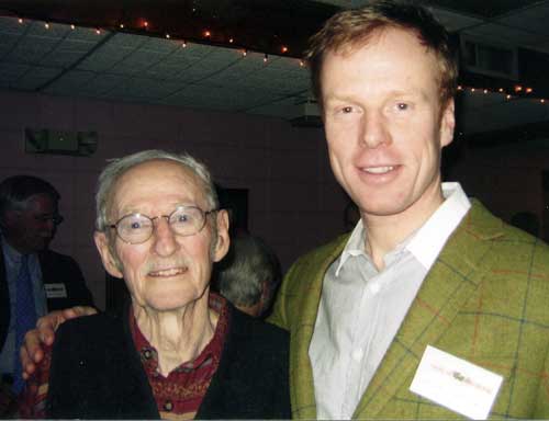 Birkie Founder, Karl Andresen, and Bjorn Dahlie, the greatest cross country skier of all time, celebrate at the American Birkebeiner VIP Dinner.