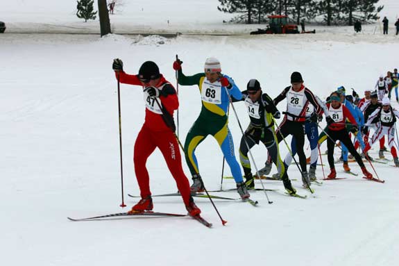 Lead pack at White Pine Stampede xc ski racer