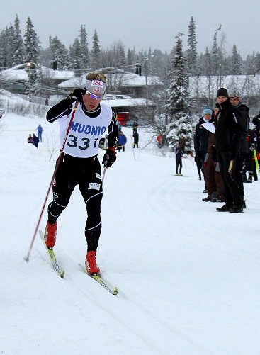 Kris Freeman wins cross country ski race in Muonio, Finland. Photo USST