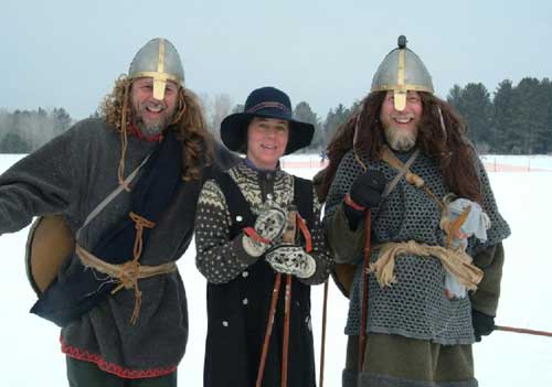 Birkebeiner warriors and Inga, the mother of baby Prince Haakon