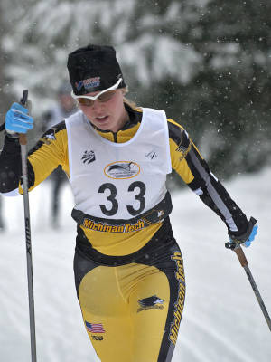 Michigan Tech cross country ski tream races in West Yellowstone for the SuperTour