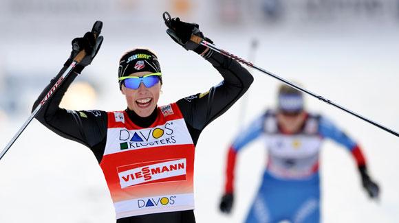 Kikkan Randall skated to her fifth career World Cup win with a 1.7 second margin in Davos.