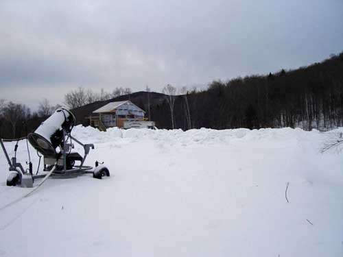 The Chisholm Ski Club blows snow in preparation for the 2011 U.S. Cross 