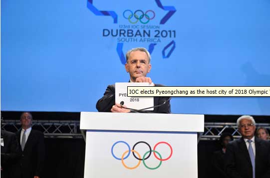 [IOC elects Pyeongchang as the host city of 2018 Olympic Winter Games] IOC elects Pyeongchang as the host city of 2018 Olympic Winter Games ©IOC/Richard Juilliart