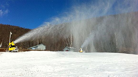 Snowmaking on the cross country ski trails of Black Mountain in Maine