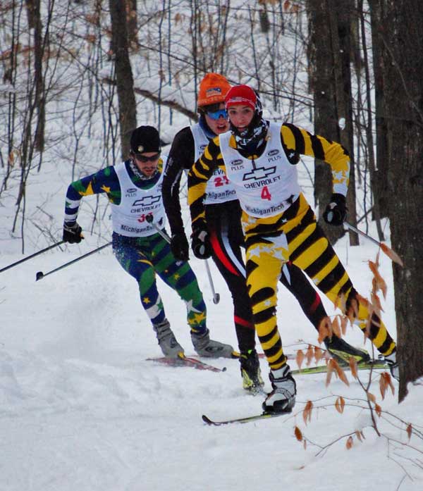 ndrew Bruning, Blake Murray, and Joey Graci are charging up the hill to the finish.