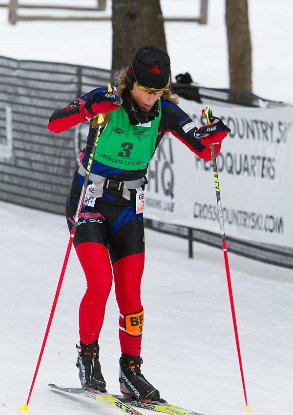 Amy Powell wins the 50K North American Vasa cross country ski race