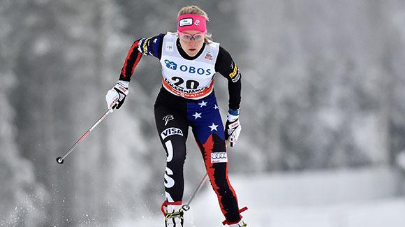  Sadie Bjornsen charges to an 18th place finish in the three day World Cup mini tour in Lillehammer. (Getty Images/Agence Zoom)