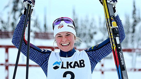 High above the Arctic Circle, Jessie Diggins led a strong showing by the U.S. Cross Country Ski Team in a tuneup race for next weekend's World Cup opener. (Stefan Nieminen)