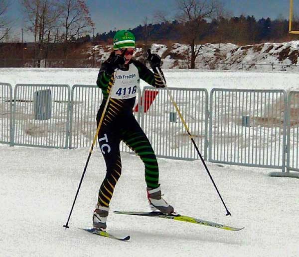 Mary Lyon from Traverse City Central wins 2016 Michigan State High School Cross Country Ski Championship