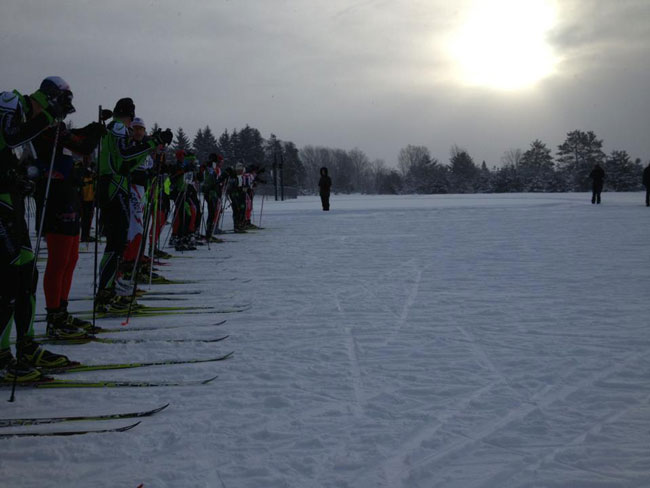 Before the start of the 2016 White Pine Stampede cross country ski race