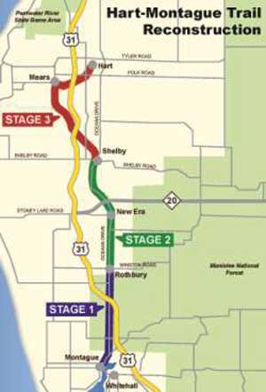 Map of Improvements, closures scheduled for William Field Memorial Hart Montague Trail State Park