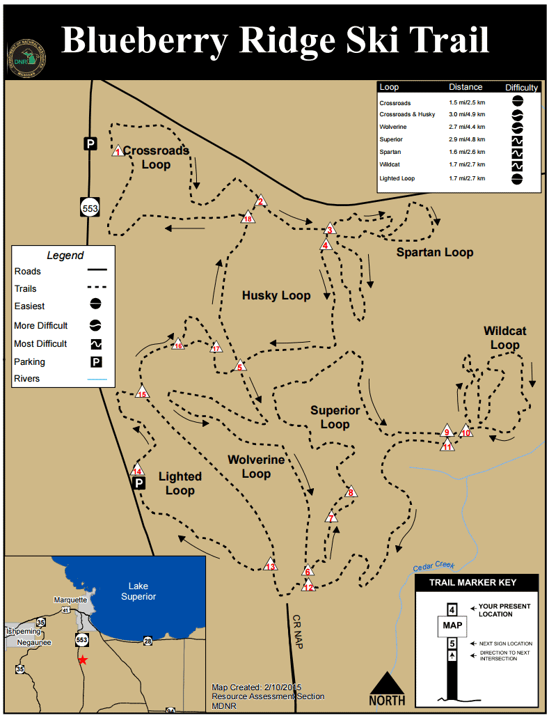 Blueberry Ridge Trail Map of XC Ski trails