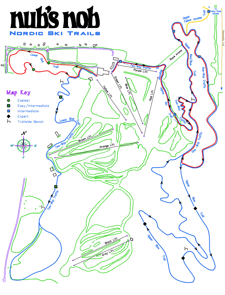 Nubs Nob cross country ski trail map