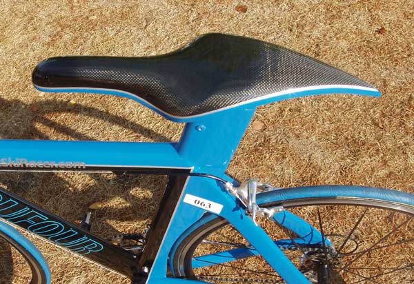 Yvon with his hand-built carbon framed triathlon bike