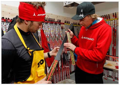 Nice Atomic ski wax facility with over 400 pairs of skis.