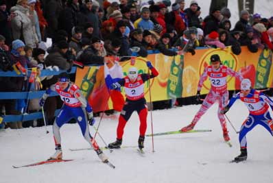Kikkan Randall wins the cross country ski sprint event at the Wolrd Cup in Rybinsk, Russia