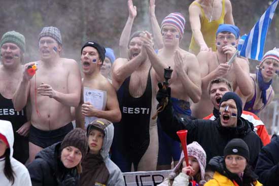 Some hardcore Estonian fans at the Otepaa World Cup